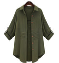 Plus Size Long Sleeve Casual Shirt Jacket for Women