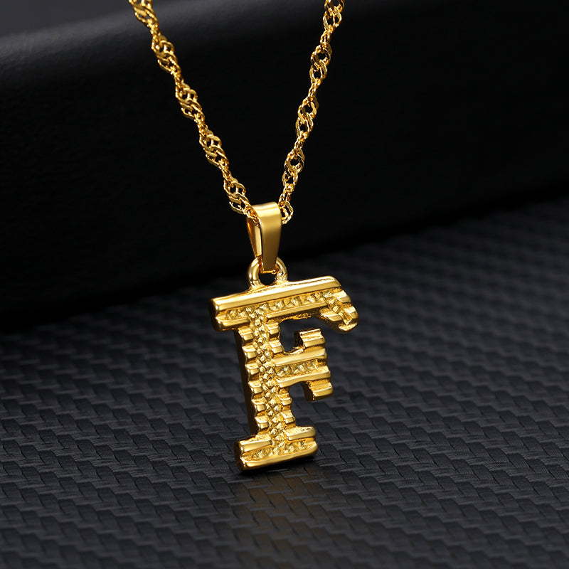 Gold-Plated 26 English Letters Pendant Necklace