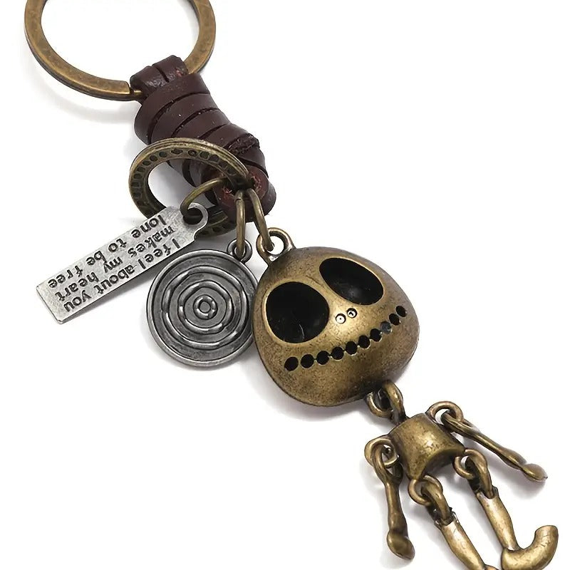 Creative Skeleton Pendant PU Leather Key Chain