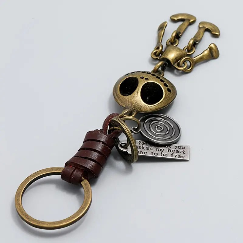 Creative Skeleton Pendant PU Leather Key Chain