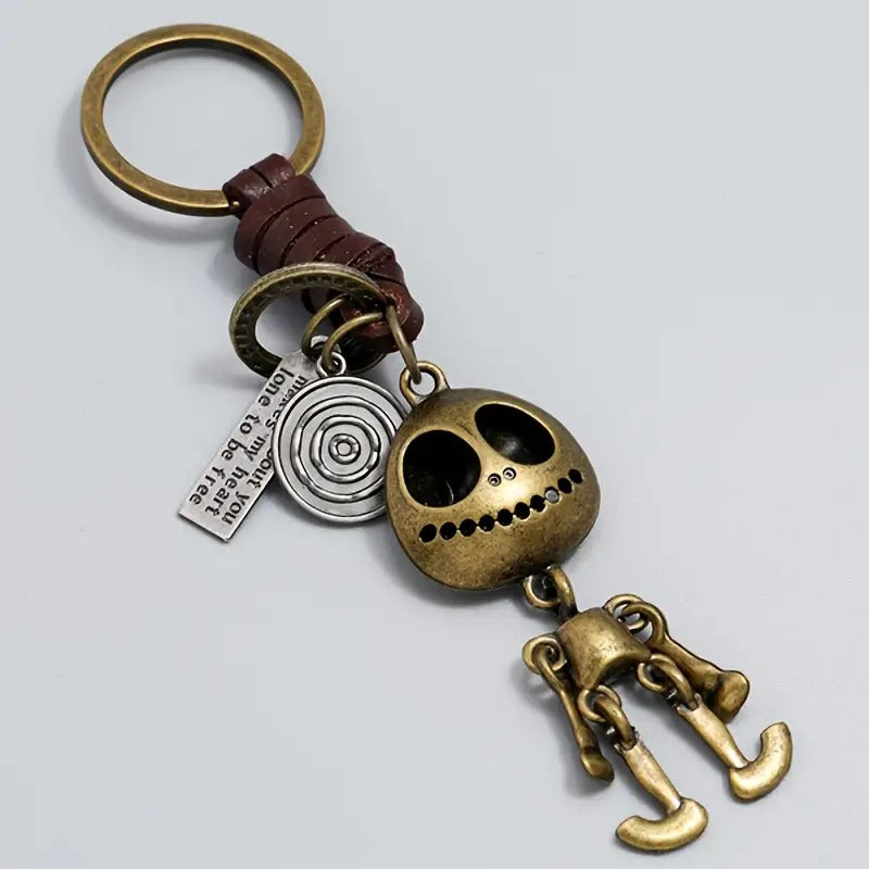 Creative Skeleton Pendant PU Leather Key Chain