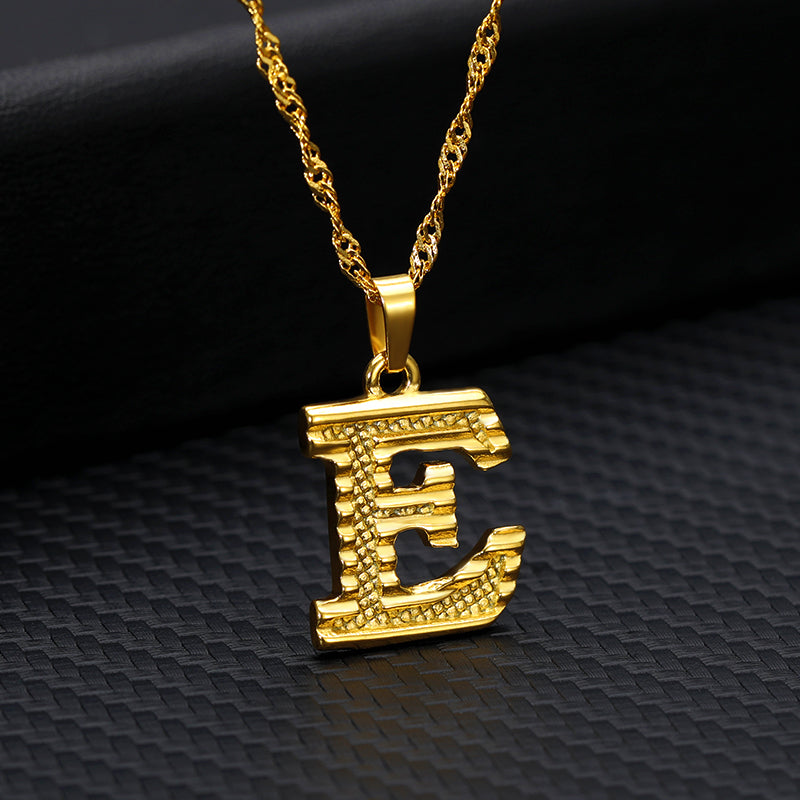 Gold-Plated 26 English Letters Pendant Necklace