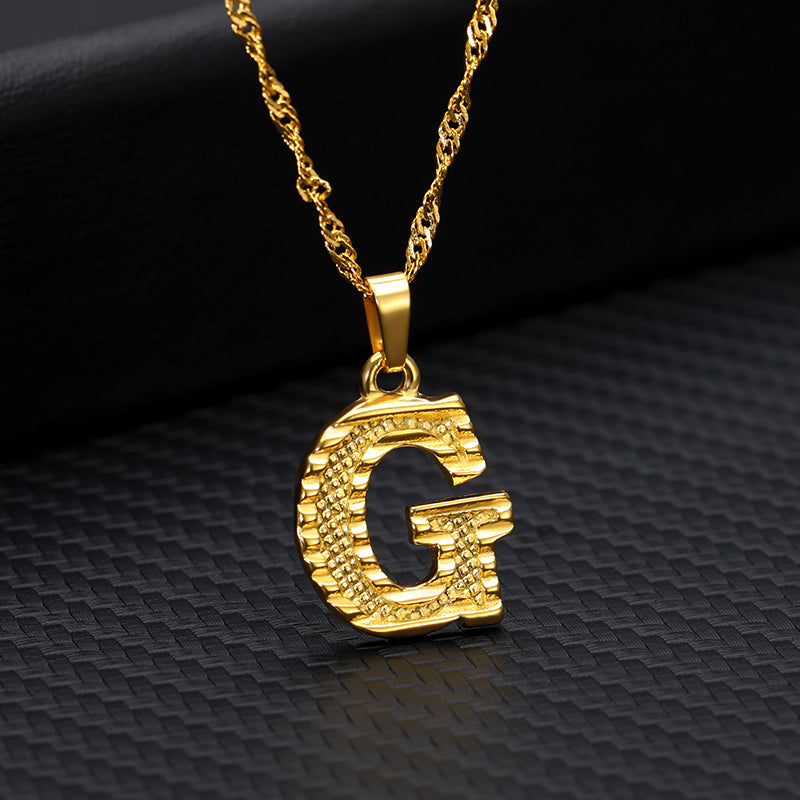 Gold-Plated 26 English Letters Pendant Necklace