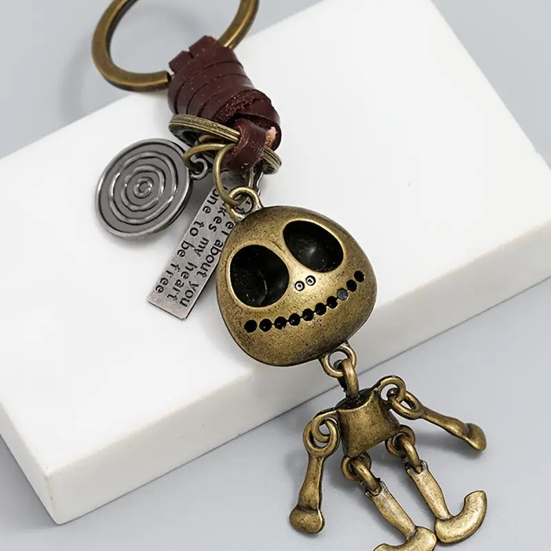 Creative Skeleton Pendant PU Leather Key Chain