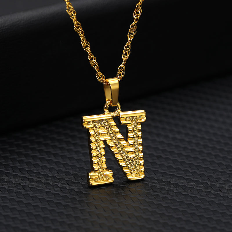 Gold-Plated 26 English Letters Pendant Necklace