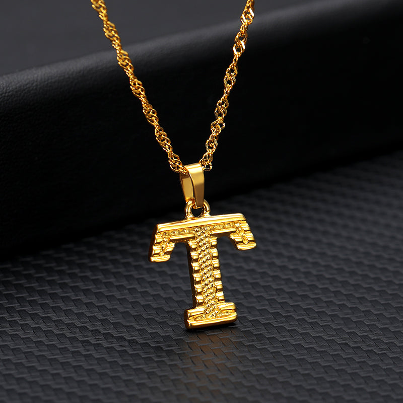 Gold-Plated 26 English Letters Pendant Necklace