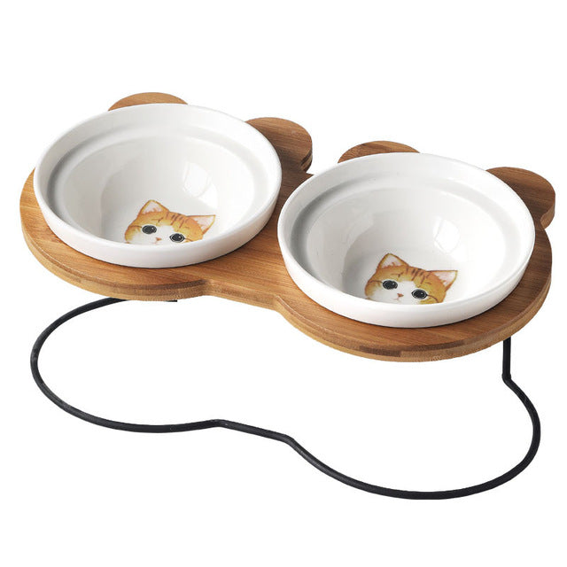 Spine Protection Bowl Holder for Cat Food and Water