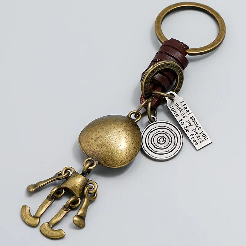 Creative Skeleton Pendant PU Leather Key Chain